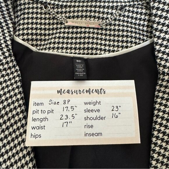 White House Black Market White and Black Houndstooth Blazer Jacket Size 8P - Picture 7 of 12